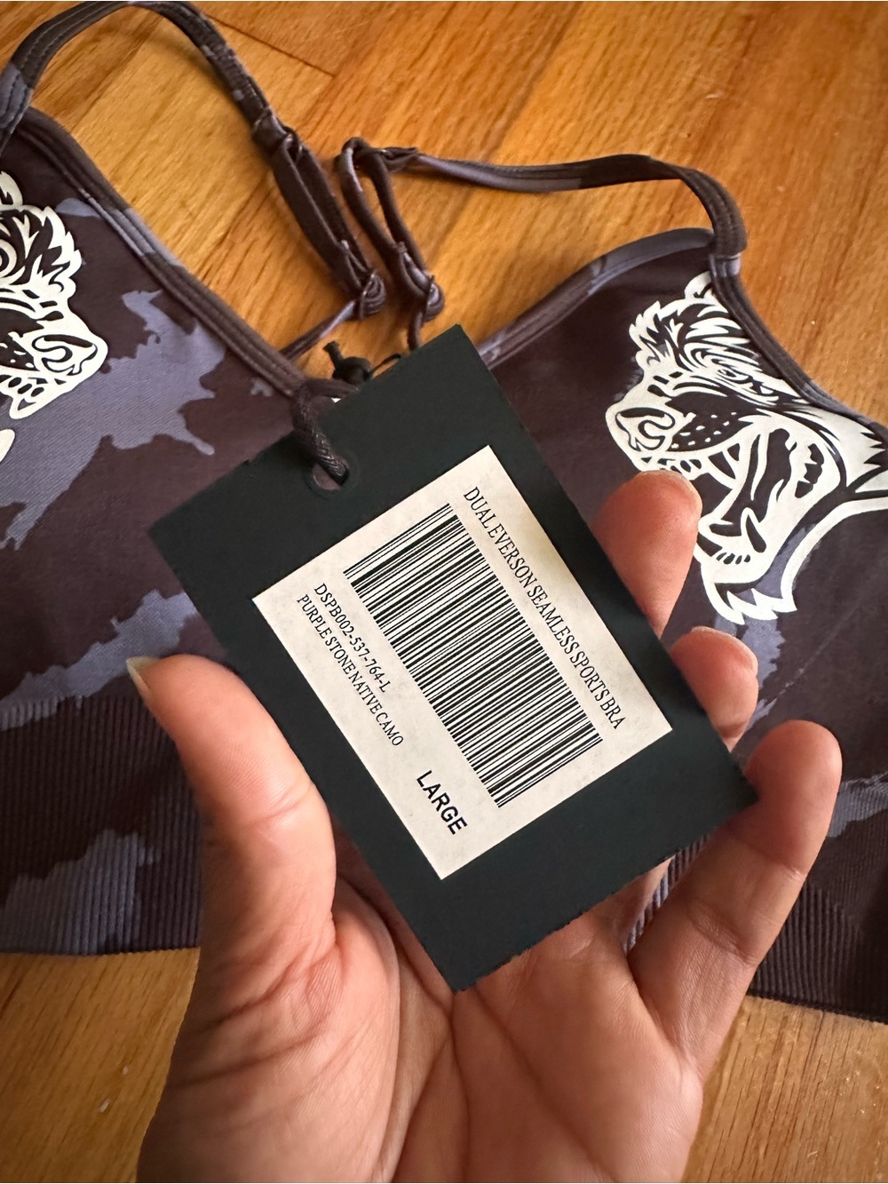 Darc Sport Black & Lavender Tiger Print Sports Bra - Picture 3 of 4